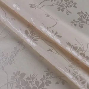 White Matte 50d Woven Yarn Dyed Floral Jacquard Satin Fabric 100% Polyester Stretch Quick Dry Medium Weight Garment Wedding