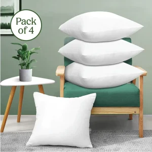 White Pack of 4 Throw Pillows Insert Ultra Soft Bed Couch Sofa Decorative Pillows for Home