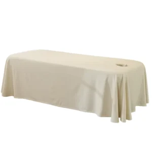 White Polyester Massage Table Skirt Professional Massage SPA Bedspread with Hole