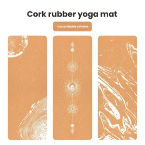 White Printed Cork Natural Rubber Yoga Mat 5mm Sweat Absorbing Anti Slip Eco friendly Shock absorbing 3kg Fitness