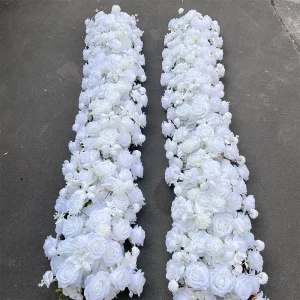 White Silk Faux White Flower Runners High Quality Wedding Flower Table Runner Artificial Arch Flower Event Stage Aisle
