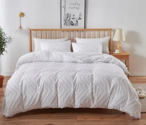 White Solid Embroidery Bedding Comforter Set
