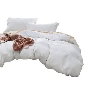 White Solid Modern Duvet Cover Set Queen Size 3 Piece Prewashed Cotton Like Polyester Extra Soft Includes 1 Duvet Cover