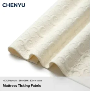 White Spandex Jacquard Yarn Dyed Mattress Knit Fabric 350gsm Medium Weight