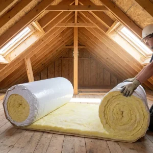 White Vinyl Faced Glass Wool Insulation Roll Blanket for Commercial Warehouse Wall Ceiling Thermal Sound Insulation