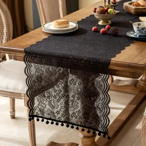 White Woven Lace Table Runner Decorative Rectangular Tablecloth for Wedding Birthday Home Banquet Party