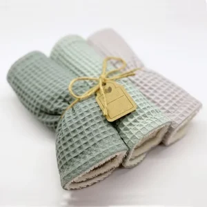 Whole Organic Woffle Terry Cotton Backed Kids Towel Face Hand Bath Towel
