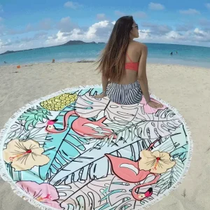 Wholesaler Custom 180cm Large Microfiber Sand Free Round Beach Towels with Tassels