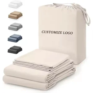Wholesaler Organic Bamboo Fitted Bed Sheet Set 4-Piece Modern Woven Bamboo Bedding Made in China for Summer Use