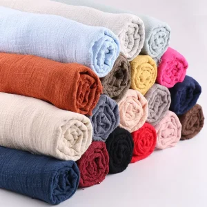 Width 130 cm Linen Bamboo Crepe 100 Cotton Fabric Sand Solid Fabric for Summer Dress Shawl Cloth