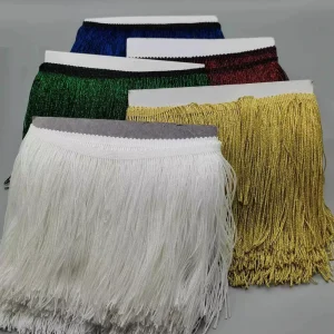 Width 15 cm Colorful Polyester Shiny Fringe Tassel Lace Trim for Latin Dance Clothing Accessories Home Textiles