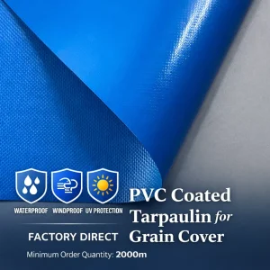 Windproof Tear Resistant Fire Retardant 650Gsm PVC Coated Tarpaulin for Grain Cover