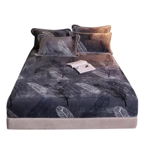 Winter 220gsm Flannel Fitted Bedsheet Bedding Set Coverlet moschino Winter Warm Velvet Sabanas Sheet Set With Pillowcases