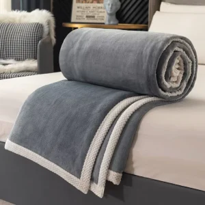 Winter Bed Sheet Small Nap Blanket Double Sided Thickened Milk Velvet Flange Solid Pattern Knitted