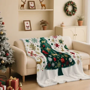 Winter Bed Sofa Christmas Pattern Flannel Blanket OEM Eco friendly Soft Lightweight Anti Dust Mite Polyester Newborn