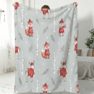 Winter Bedding Custom Printing Flannel Christmas Throw Blanket Solid Floral Joyous Four Seasons Soft Warm Gift Home