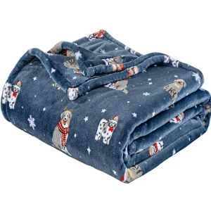 Winter Christmas Printed Fleece Throw Soft Plush Warm Modern Cozy Couch Decor 60″70″