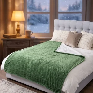 Winter Eco Friendly Portable Knitted Fast Heat Throw Soft Sherpa Fur Electric Heated Blanket for Couch Sofa Bed Hospital Use