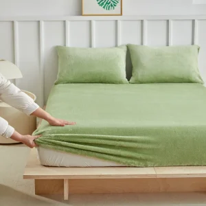 Winter Fitted Sheet Set With Pillowcases Anti Slip Mattress Protector Warm Ultra Soft for Bedroom Home