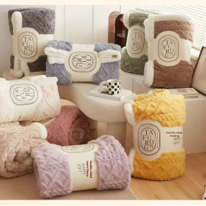 Winter Heavy Thickened Taupe Velvet Blanket Lambswool Coral Fleece Small Office Nap Sofa Bed Cover Luxury Throw