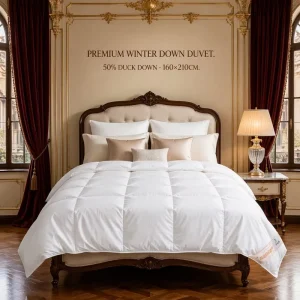 Winter Heavyweight 50% White Duck Down Comforter Baffle Box Cotton Downproof Duvet Insert Extra Warm OEM