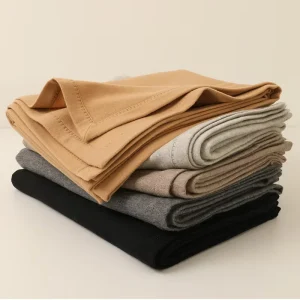 Winter Lamb Wool Woven Travel Blanket Solid Color Edged Made in China