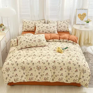 Winter Modern Customizable Comforter Set 4-Piece All-Cotton Thick Printed Plant Pattern Floral Design 300tc Thread Count Bedding