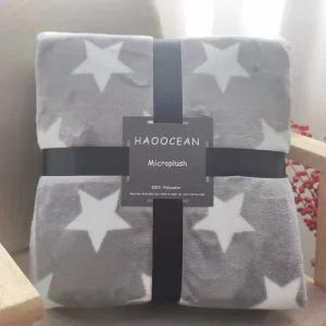 Winter Raschel Flannel Blanket with Embroidered Logo Solid Europe Style Crocheted Office Nap Throw Gift Box Included