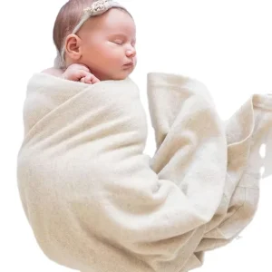 Winter Super Soft Mongolian Milk 100% Pure Cashmere Cotton Wool Plain Knitted Baby Kids Blanket Swaddle