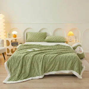Winter Taffeta Fleece Lamb Velvet Blanket Keep Warm Polyamide Nylon Material Modern Simplicity Design