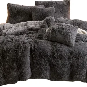 Winter Thick Warm Solid Color Mink Plush Fluffy Modern Customizable 100% Polyester Nondisposable Custom Logo Home Bedding Set