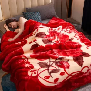 Winter Thicken Plush Weighted Blanket For Double Bed Warm Heavy Fluffy Soft Flowers Printed Throw Blankets
