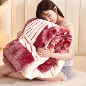 Winter Thickened Double Layer Raschel Blanket Ultra Soft Printed Warm Throw Perfect for Home Daily Use