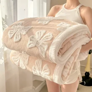 Winter Thickened Jacquard Flannel Blanket Ultra Soft Warm Throw for Home Daily Use Couch Snuggling Gift Giving