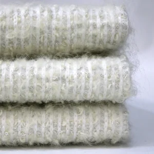 Winter Warm Custom Shinning Silver Cord Knitted Teddy Mohair Woolen Alpaca Wool Blended Boucle Fabric for Coat