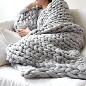 Winter Warm Handmade Heavy Knitted Chunky Weighted Throw Bed Knit Thick Throw Blanket