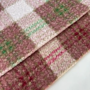 Winter Warm Plaid Printed Knitted Wool Faux Fur Stretch 100% Polyester Fabric for Garments Home Textile