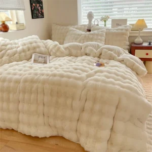 Winter Warm Rabbit Velvet Four Piece Set Thickened Bed Sheets Quilt Cover Pillowcase Duvet Cover Lazy Rabbit Velvet Coral Velvet