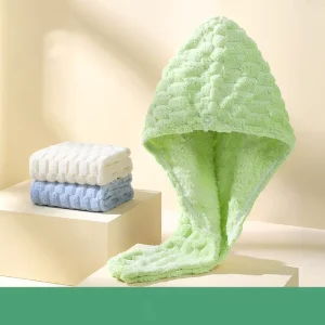 Women Bathroom Microfiber Bath Towel Hair Dry Cap Cloud Check Coral Velvet Quick Drying Hair Towel