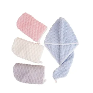 Women Bathroom Microfiber Bath Towel Hair Dry Cap Cloud Check Coral Velvet Quick Drying Hair Towel