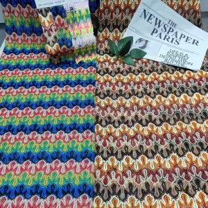 Women Fancy Geometric Knitting Fabric Polyester Knitted Crochet Fabric for T shirt Beach Dress Clothing Making