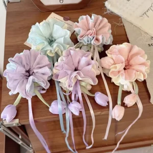 Women Girls Multi Layer Mesh Hair Bands Elegant Gentle Floral Hair Accessories