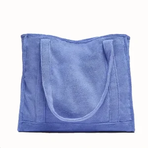 Women Large Capacity Organic Terry Toweling Cloth Towel Carry Tote Shopping Beach Bag Terry Cloth