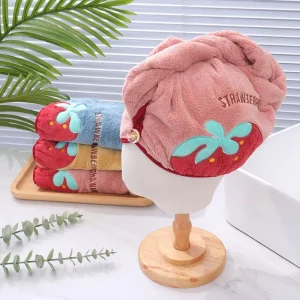 Women’s Coral Fleece Knitted Triangle Shape Hair Towel Wrap Adult Shower Cap Towel Bath Hats Dry Hair Fast Drying
