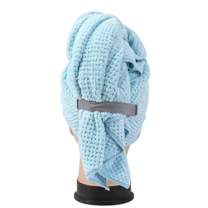 Women’s Coral Fleece Pineapple Grid Dry Hair Turban Cap with Edging Water Absorbing Quick-Drying Thickened One-Piece Bath Towel