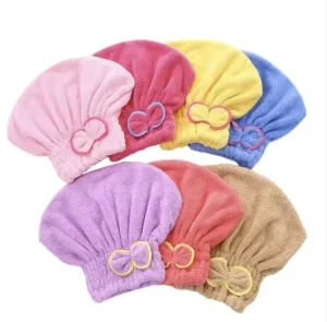 Women’s Cute Korean Dry Hair Towel Wrap Bath Hat Quick-Dry Coral Velvet Shower Cap for Home Use