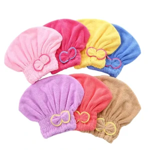 Women’s Cute Korean Dry Hair Towel Wrap Quick Dry Coral Velvet Shower Cap Custom Logo for Home Use