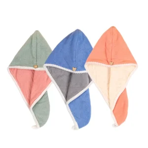 Women’s Dry Hair Cap Super Absorbent Quick Dry Hair Towel Bath Cap Double Layer Thickened Head Wrap