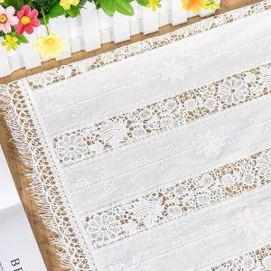 Women’s Full Cotton Fabric Tassel Edges Dress Hollow Embroidery Lace for Clothing Accessories