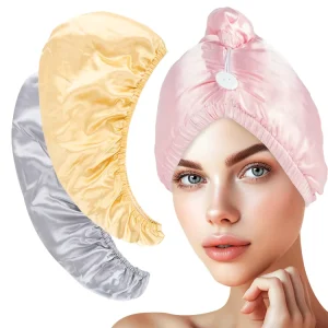 Women’s Quick Dry Satin Hair Bonnet Woven Technique Hair Drying and Growth Cap for Sleep Satin Dry Hair Steamer Cap